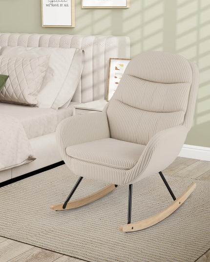 Giantex Rocking Chair Nursery Upholstered Glider Rocker with Padded Backrest & Seat