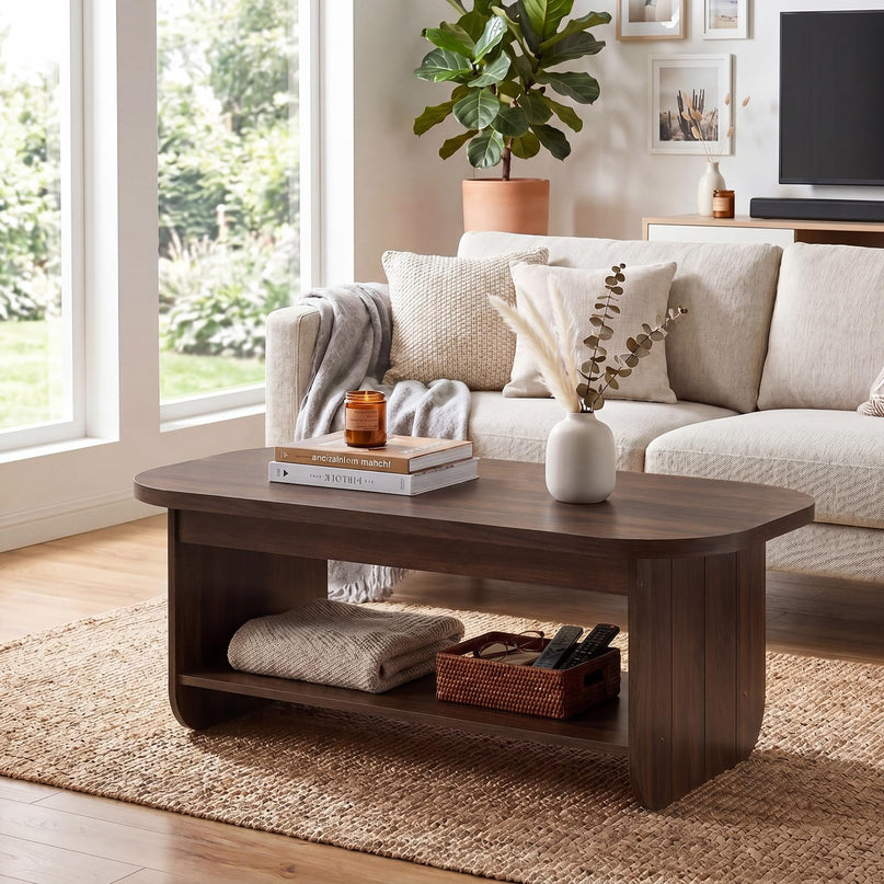 Giantex Oval Coffee Table 47" Mid Century Modern Center Table