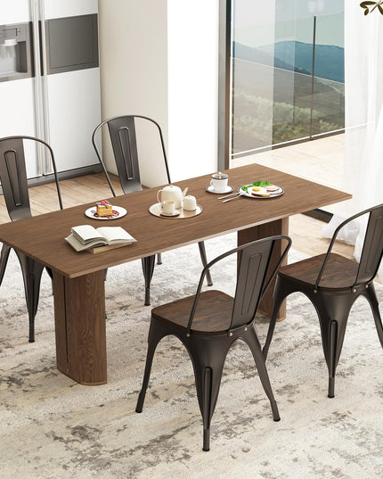 Giantex Metal Dining Chairs Set of 4, Stackable Kitchen Chairs with Wood Seat & Removable Backrest