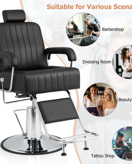 Fauteuil de barbier inclinable Giantex - Fauteuil de salon pour coiffeur
