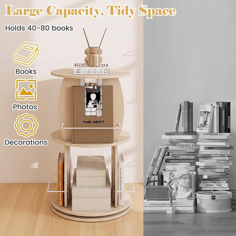 GIANTEX 2/4-Tier 360° Rotating Round Bookshelf Tower