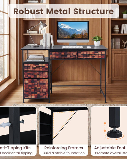 Giantex 120 CM Home Office Desk with Fabric Drawer and Shelf