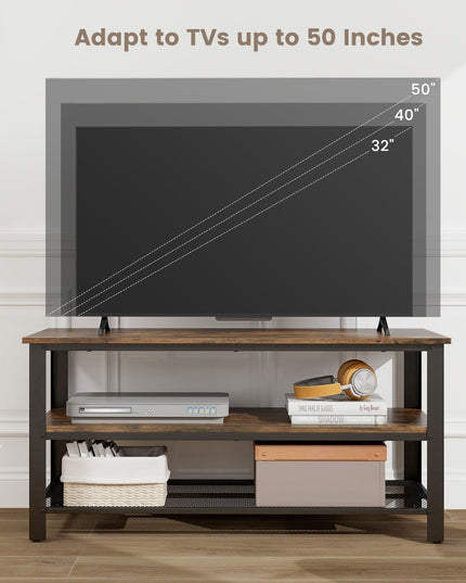 Giantex TV Stand for Bedroom and Living Room - 3-Tier Industrial Entertainment Center with Open Storage Shelves