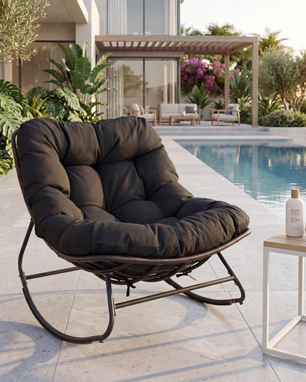 Giantex Oversized Rocking Papasan Chair w/Padded Cushion & Metal Frame