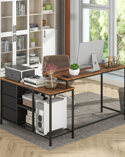 Giantex L Shaped Computer Desk with Drawers