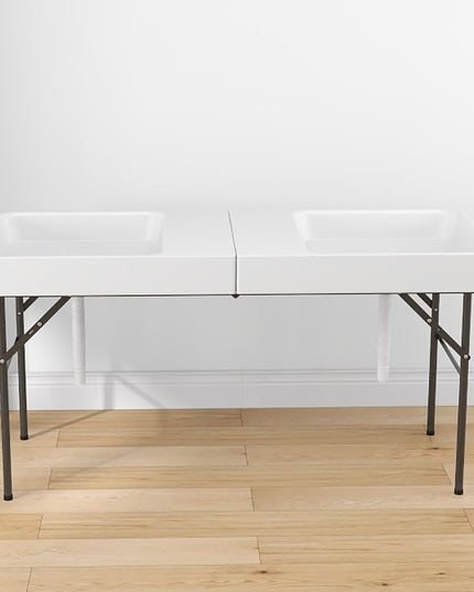 Giantex 5 FT Folding Ice Table with Double Sinks and Drains