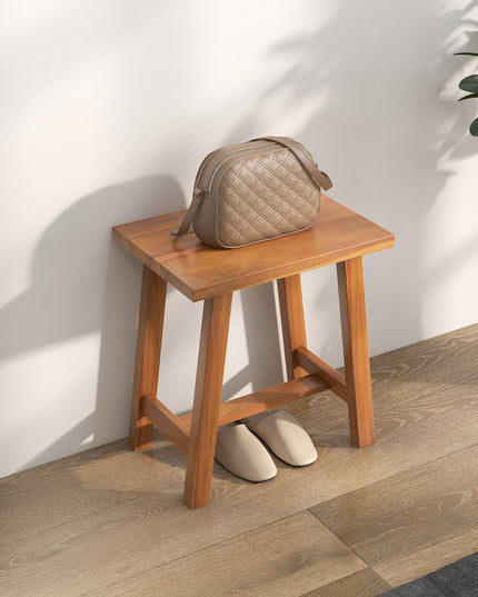 Giantex Teak Shower Bench, Waterproof Shower Stool for Shaving Legs & Spa Bath, Smooth Seat