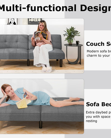 Giantex Convertible Futon Sofa Bed, Upholstered Folding Recliner
