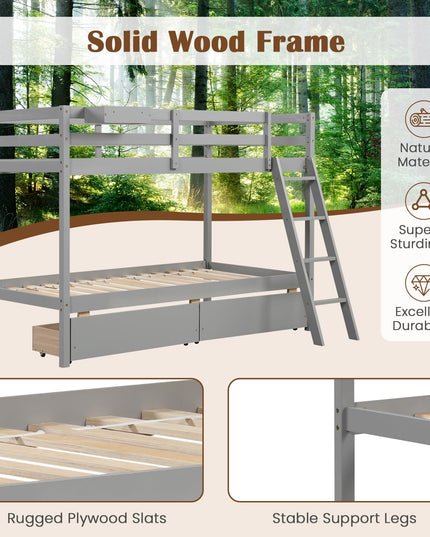 Giantex Bunk Bed Twin Over Twin with 2 Storage Drawers