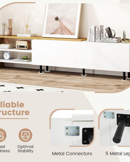 Meuble TV Giantex pour téléviseurs jusqu'à 80 pouces | Meuble de divertissement blanc avec rangements