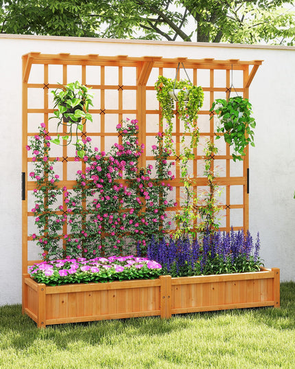 Giantex Large Raised Garden Bed with Trellis and Roof