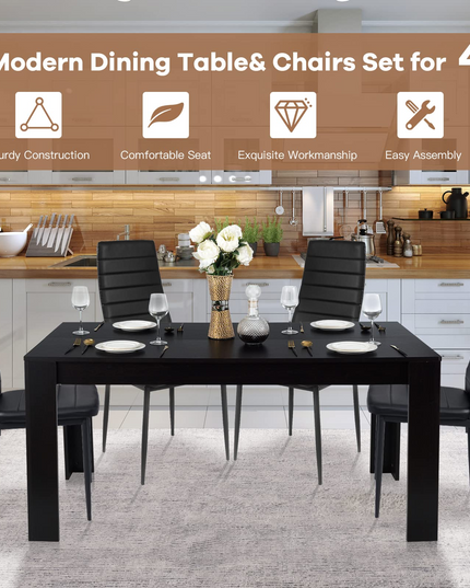 Giantex 5 Pieces Dining Table Set, Modern Kitchen Table Set