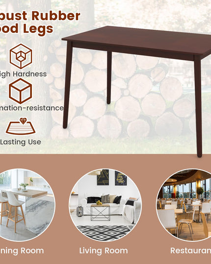 Giantex Dining Table for 4, Rectangular Kitchen Table, Mid Century Modern Dining Table with Rubber Wood Legs