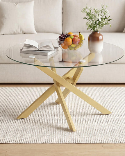 Giantex Round Glass Coffee Table 31.5" Modern Center Table