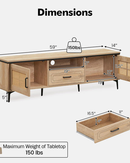 Giantex TV Stand for TV up to 65 Inches, Entertainment Center with 2 Cabinets