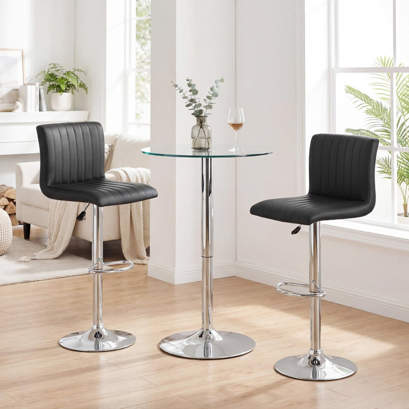 Giantex Tabourets de Bar Modernes | Chaises de Bar Pivotantes Réglables avec Dossier et Repose-Pieds (2/4)
