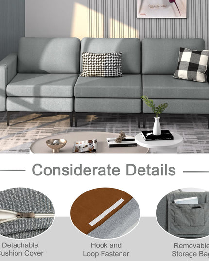 Giantex 3 Seat Sectional Sofa Couch, 94.5" L Modular Sleeper