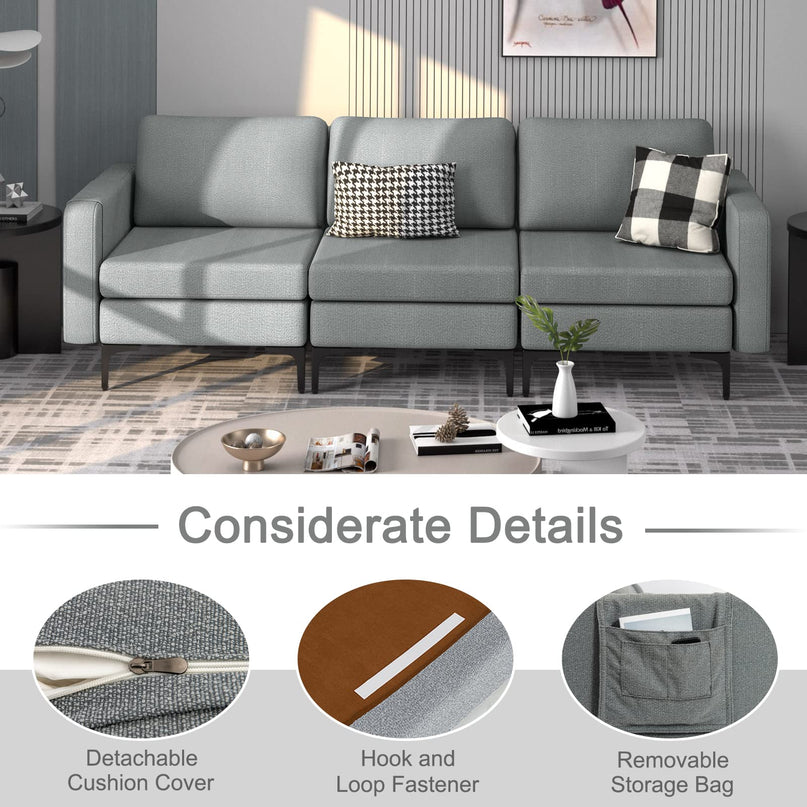 Giantex 3 Seat Sectional Sofa Couch, 94.5" L Modular Sleeper