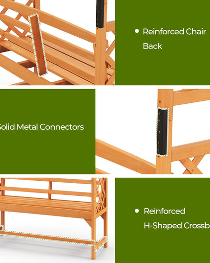 Giantex Garden Arch Trellis with Bench - 63''W x 79''H Wooden Arbor with 2-Person Outdoor Bench