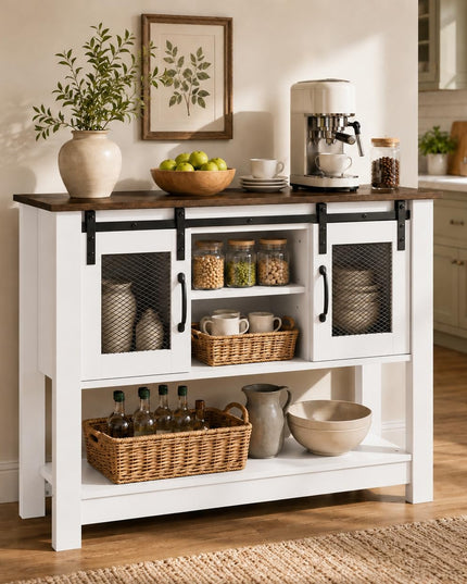GIANTEX 40" Farmhouse Sideboard Buffet w/Sliding Barn Doors