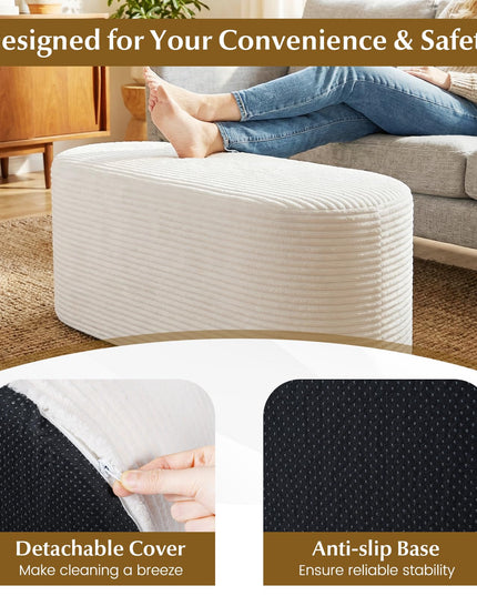 Giantex 47" Plush Corduroy End of Bed Bench with High-Density Sponge