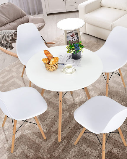 Giantex Dining Table, Round Dining Room Table with Solid Beech Wood Legs