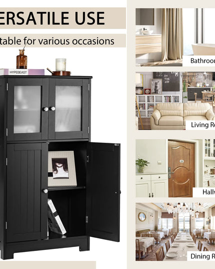 Giantex Storage Cabinet with Doors - Bathroom Floor Cabinet, Freestanding Tall Cabinet