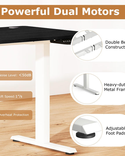 Giantex Bureau Debout Électrique à Double Moteur Réglable en Hauteur 140 x 71 cm avec Conception Anti-Collision