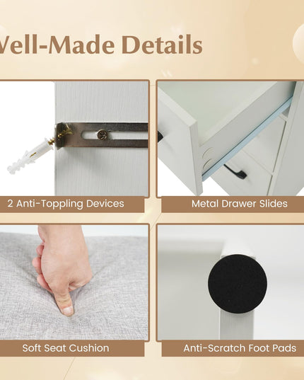 Vanity Desk with Mirror and Lights for Bedroom