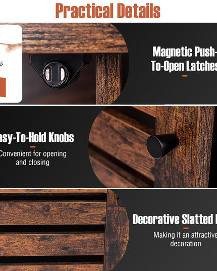 Giantex Buffet Cabinet, Kitchen Sideboard with 2 Storage Cupboards, Open Shelves, 2 Cubes, Anti-Tipping Kits