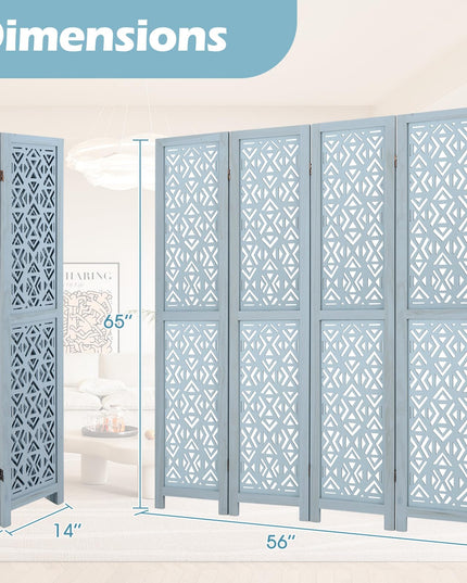Giantex Room Divider 4/6 Panels - Boho Room Dividers with Carved Cutout Pattern & Solid Wood Frame, Fully Assembled