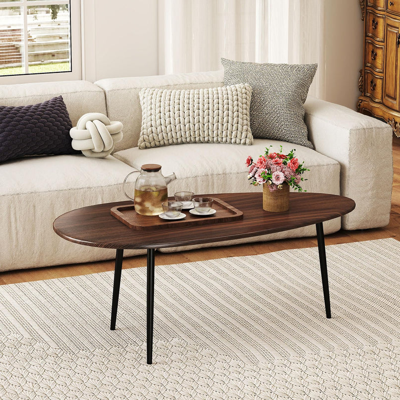 Table basse ovale Giantex, table d'appoint de style Mid-Century Modern
