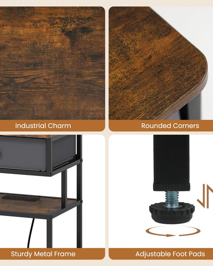 Giantex End Table with Charging Station | 28'' Tall Bedside Night Stand w/USB & Type-C Port (1/2)