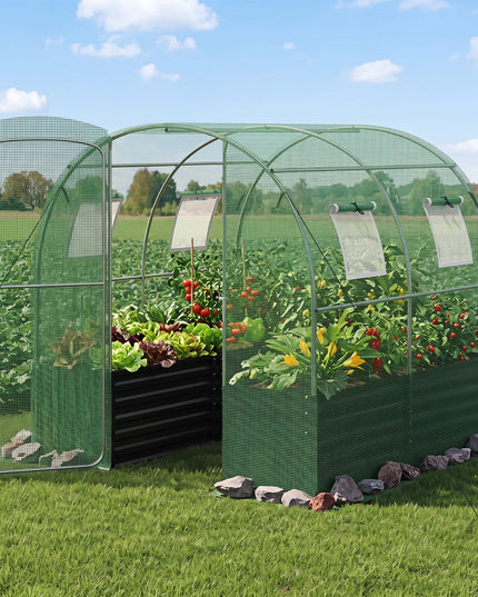 6.5 x 6.5 Ft Walk-in Greenhouse with Raised Garden Bed