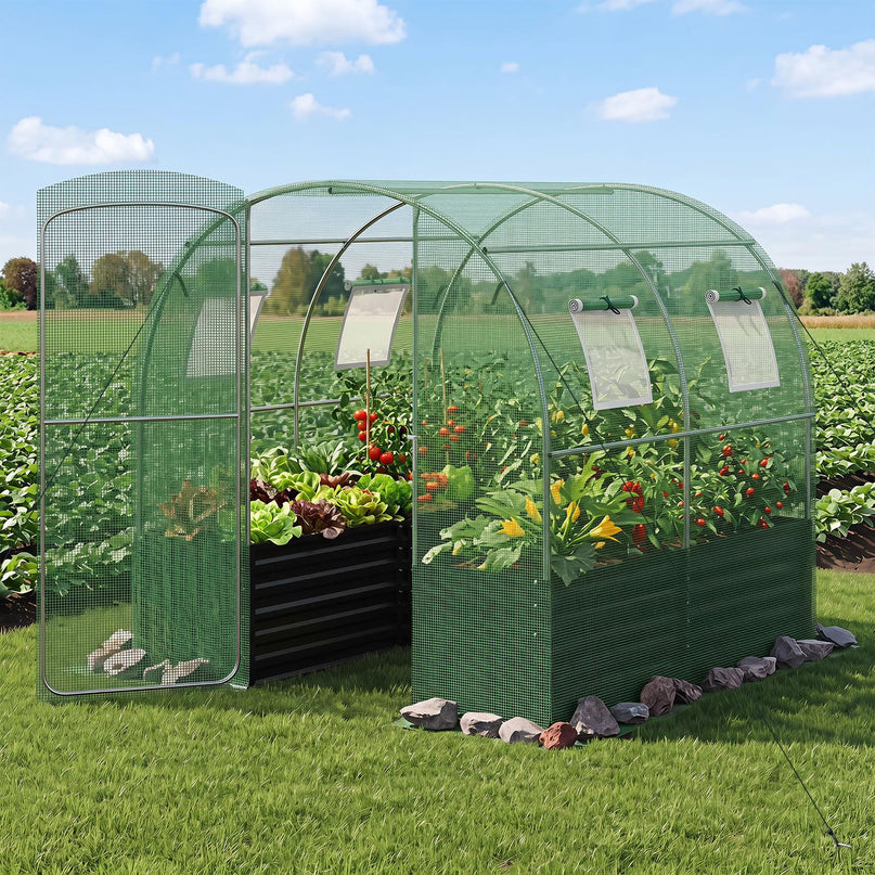 6.5 x 6.5 Ft Walk-in Greenhouse with Raised Garden Bed