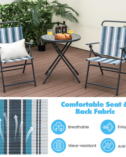 Giantex 3 Pcs Patio Bistro Set, Folding Table and Chairs Set