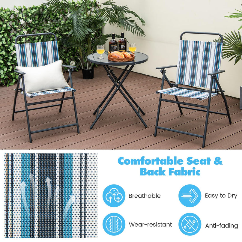 Giantex 3 Pcs Patio Bistro Set, Folding Table and Chairs Set