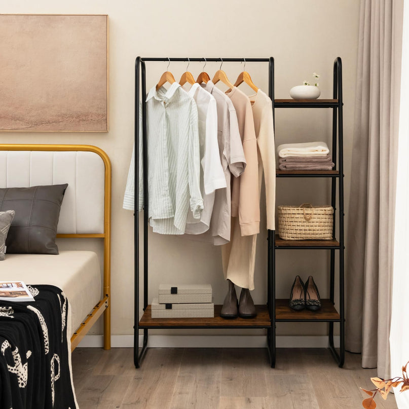 Giantex Clothes Rack with Shelves, Industrial Garment Rack with 5-Tier Shelves