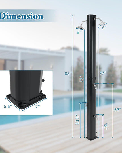 Giantex 9.3 Gallon Outdoor Shower, Solar Shower with Dual 360°Rotating Shower Heads, 2 Foot Showers