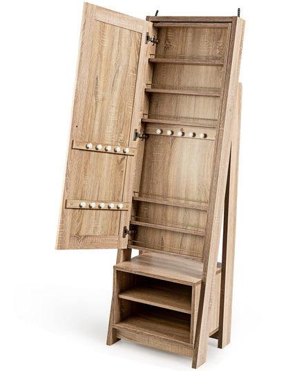 CHARMAID Large Jewelry Armoire Cabinet with Full Length Mirror