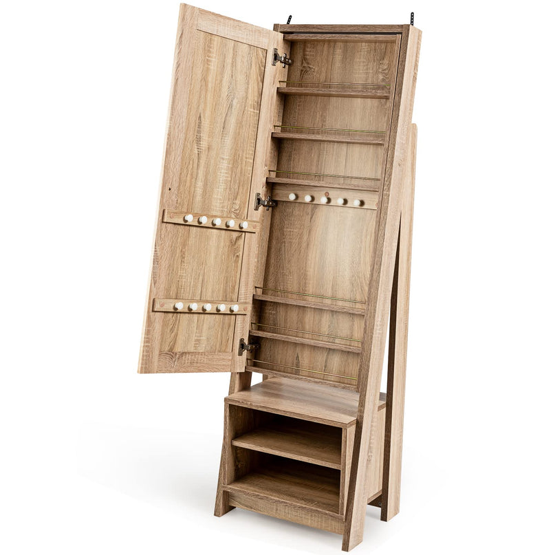CHARMAID Large Jewelry Armoire Cabinet with Full Length Mirror