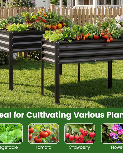 Giantex Raised Garden Bed with Legs | 44" x 22" x 32" Metal Large Elevated Planter Box (1/2)