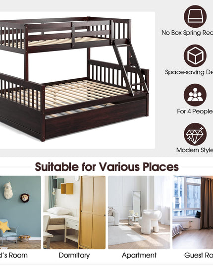 Twin Over Full Bunk Bed with Trundle - Giantex