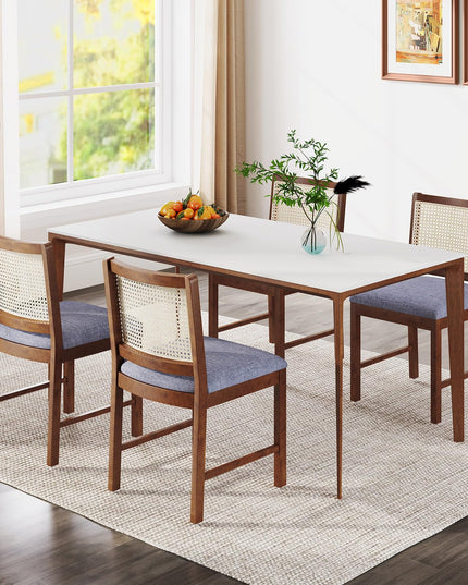 Giantex Rattan Dining Chairs Set of 2/4, Modern Upholstered Kitchen Chairs w/Rubber Wood Frame