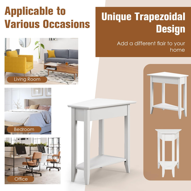 Triangle Side Table with Storage Shelf - Giantex