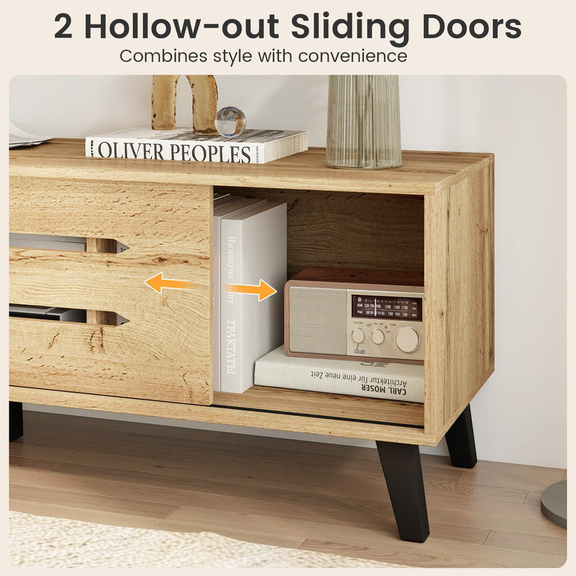 Giantex Mid Century Modern TV Stand for 55-65 Inch TV | Wood Media Console Table