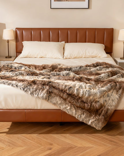 Giantex Couverture en fausse fourrure douce et moelleuse, style raton laveur, de luxe