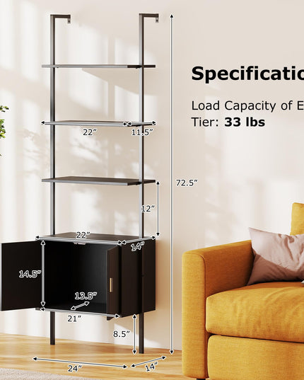 Giantex 5 Tier Wall Mounted Ladder Shelf for Living Room