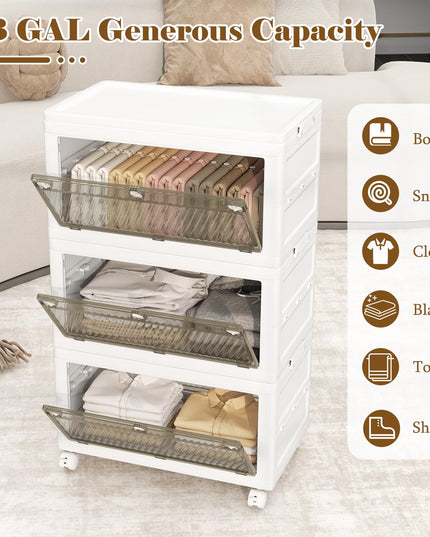 Giantex 33 Gal 3 Tier Stackable Storage Boxes with Wheels