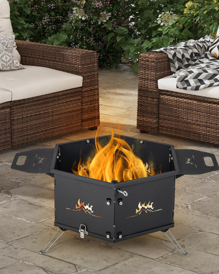 Giantex Fire Pit Grill, Outdoor Fire Pit with Removable 360° Swivel Cooking Grate